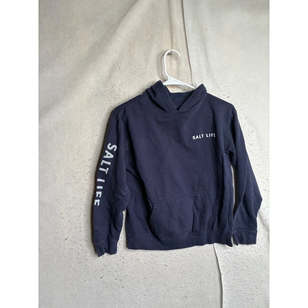 Salt Life Kids Youth XL Navy Blue Marlin Graphic Fleece Hoodie Sweatshirt 8017